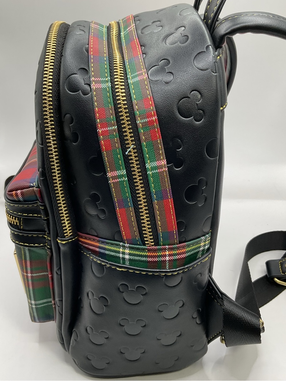 Loungefly Disney Parks Black Mini Backpack VIP Tours Plaid - Picture 5 of 13